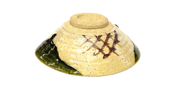 織部焼き 平茶碗 【松本鉄山作】 織部平茶碗 松本鉄山作 - 茶道具 美術工芸品 販売と買取 壷中堂