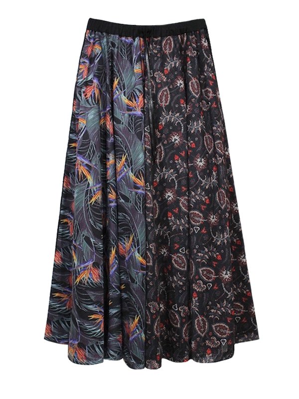 bedsidedrama Tropical Mix Circular Pants BLK - Nietzsche(ニーチェ