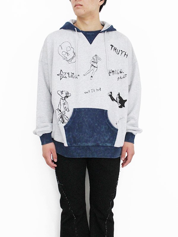 50%OFF JieDa GRAFFITI PRINT 2TONE PARKER GRY/NVY - Nietzsche