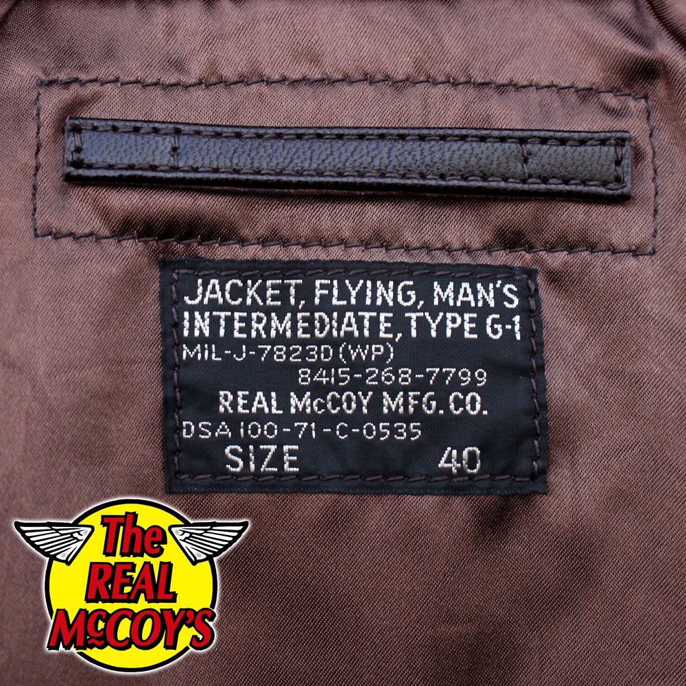 The REAL McCOY'S MJ20003 TYPE G-1 REAL McCOY MFG. CO. MIL-J-7823