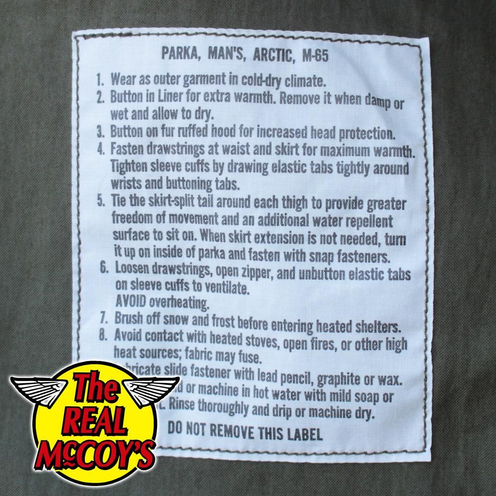 The REAL McCOY'S MJ21111 PARKA, MAN'S M-65 The REAL McCOY'S MJ21111 PARKA, MAN'S M-65