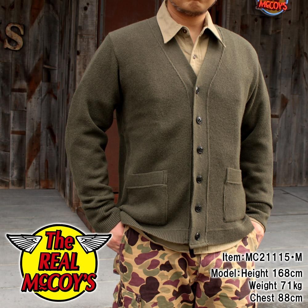 The REAL McCOY'S ザリアルマッコイズ MC21115 WOOL CASHMERE CARDIGAN ウール カシミア カーディガン カーキ系 40