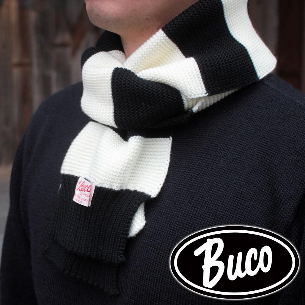BUCO STRIPED WOOL KNIT SCARF