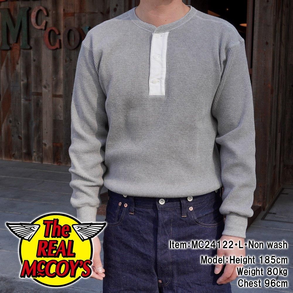ザリアルマッコイズ ワッフル サーマル ヘンリーネックシャツ グレー (XL) WAFFLE THERMAL HENLEY UNDERSHIRT L/S