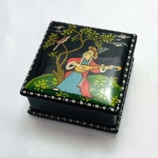 ウズベキスタン現地のハンドメイド絵画 細密画木箱 - 中央アジアの雑貨・民芸品 シルクロードキャラバン
