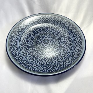 ウズベキスタン　リシタンの陶器　皿ブルー　27ｃｍ