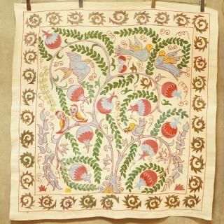 新品スザニ花柄刺繍の黄色
