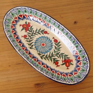 ウズベキスタン　リシタンの陶器　ザクロ皿　オーバル６