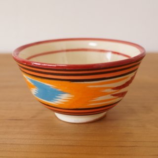 ウズベキスタン　リシタンの陶器　アドラス模様のカップ−02