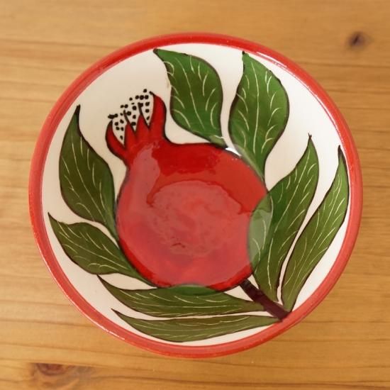 ウズベキスタン リシタンの陶器 ザクロ模様のカップ