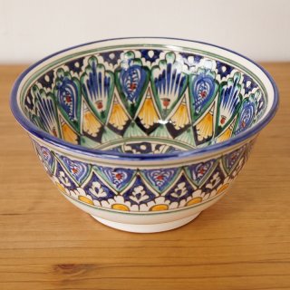 ウズベキスタン　リシタンの陶器　お椀型　白　16ｃｍ 3