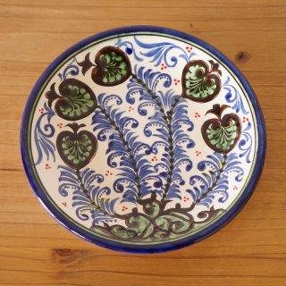 ウズベキスタン　リシタンの陶器　植物模様ブルー２