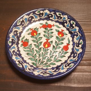 ウズベキスタン　リシタンの陶器　皿　ザクロ模様　15ｃｍ　4