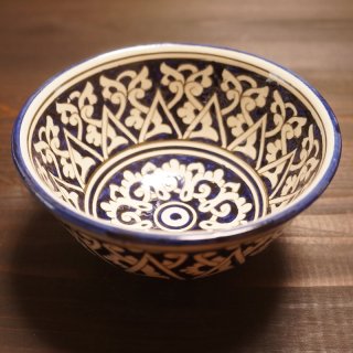 ウズベキスタン　リシタンの陶器　カップ中　青白-03