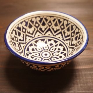 ウズベキスタン　リシタンの陶器　カップ中　青白-04