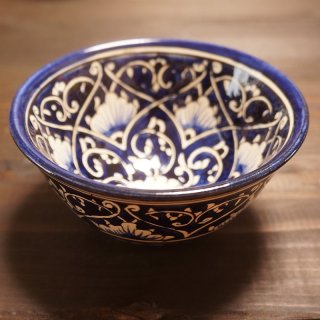 ウズベキスタン　リシタンの陶器　カップ中　青白-05