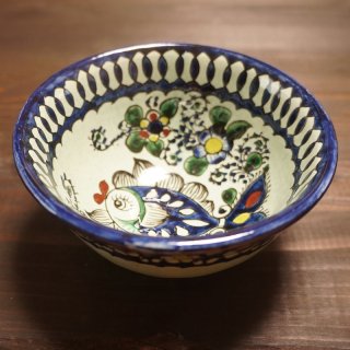 ウズベキスタン　リシタンの陶器　カップ中　コバルト-02
