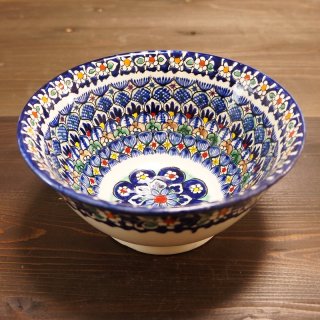 ウズベキスタン　リシタンの陶器　お椀型　コバルト　17.5ｃｍ 