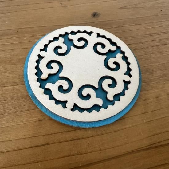 キルギスタン 民族模様 木製コースター1 - シルクロードキャラバン