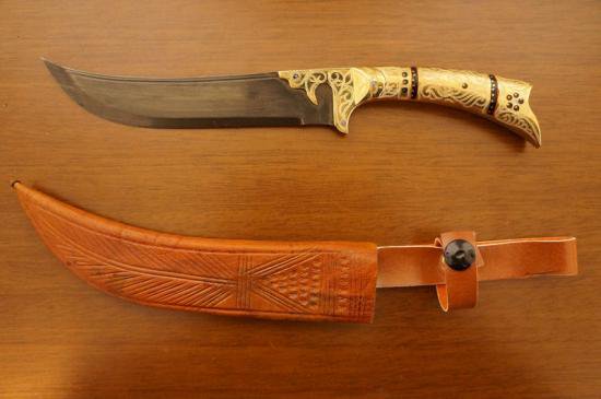 伝統工芸装飾ナイフ ウイグルナイフ 英吉砂ナイフ 真鍮-02- シルク 