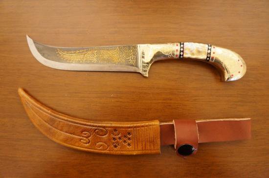 伝統工芸装飾ナイフ ウイグルナイフ 伝統英吉砂ナイフ-02- シルク