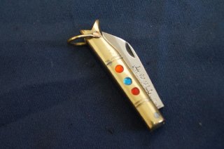 ウイグル人の伝統装飾ナイフ　極小サイズ-b (折りたたみ式、柄：真鍮)