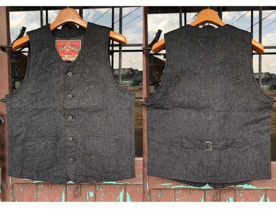 21893 BLACK CHAMBRAY WORK VEST - BLUECYLINDER JAPAN