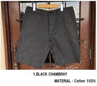 <img class='new_mark_img1' src='https://img.shop-pro.jp/img/new/icons15.gif' style='border:none;display:inline;margin:0px;padding:0px;width:auto;' />22271 BLACK CHAMBRAY SHORT PANTS
