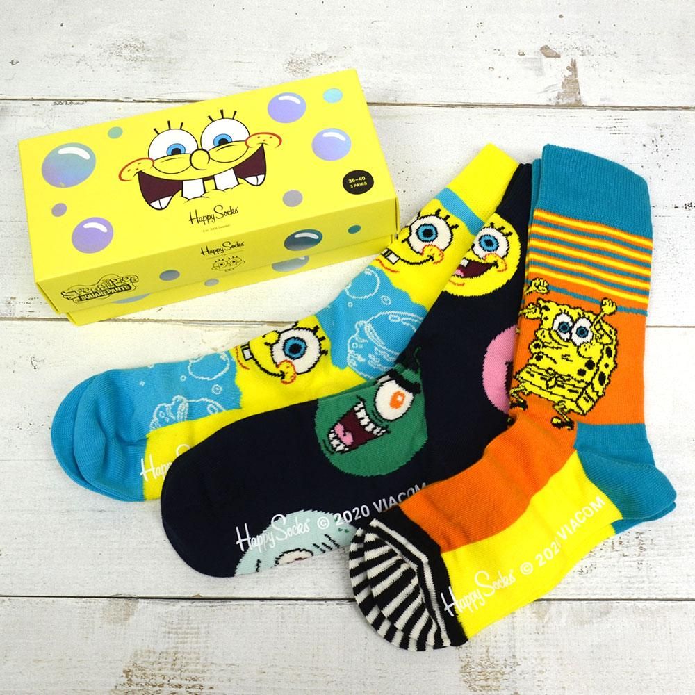 Happy Socksコラボ ソックス3pギフトbox Sb スポンジ ボブ グッズ オンラインショップ