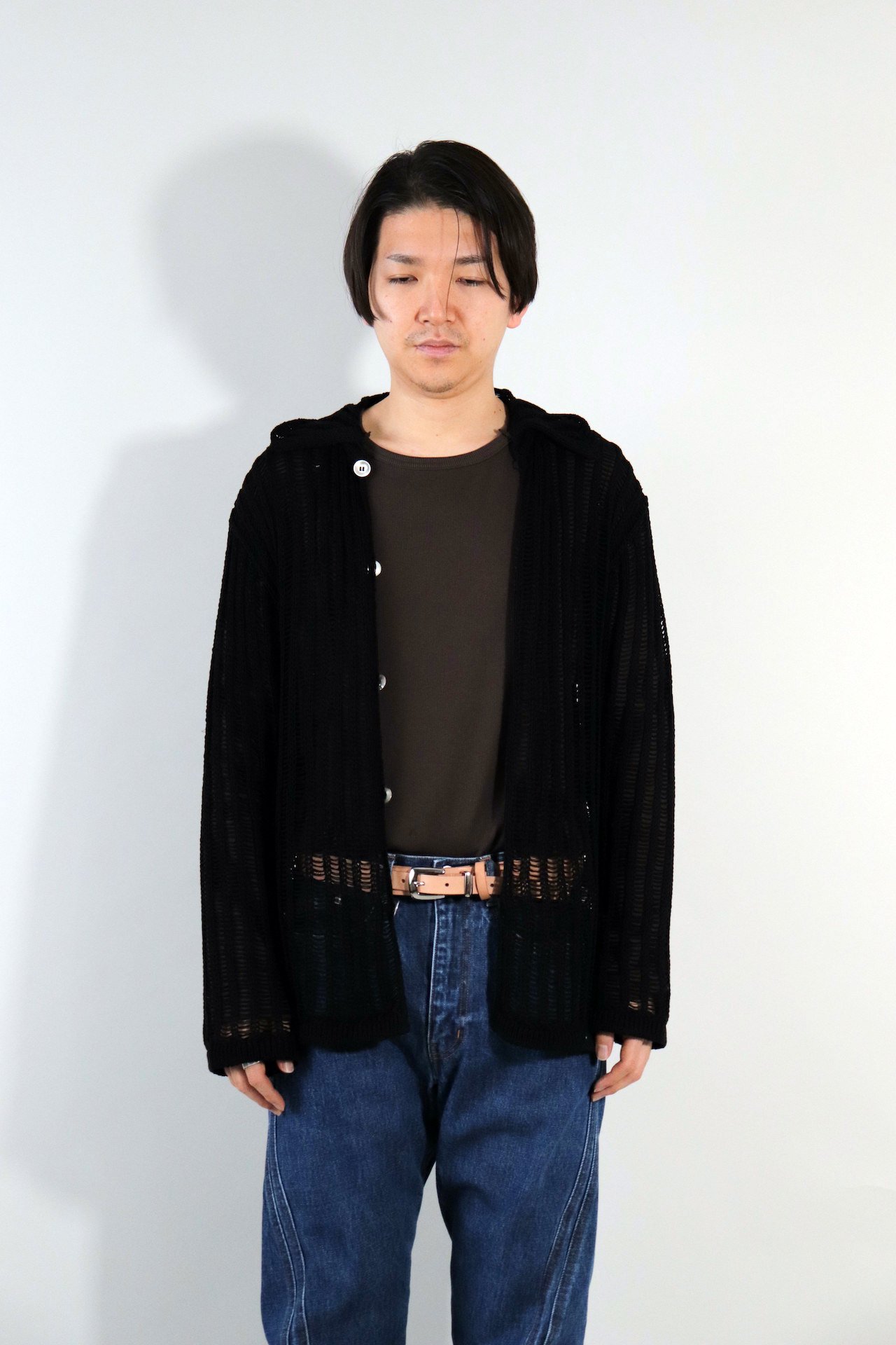 NVRFRGT (ネヴァーフォーゲット) COTTON OPEN KNIT - カーディガン