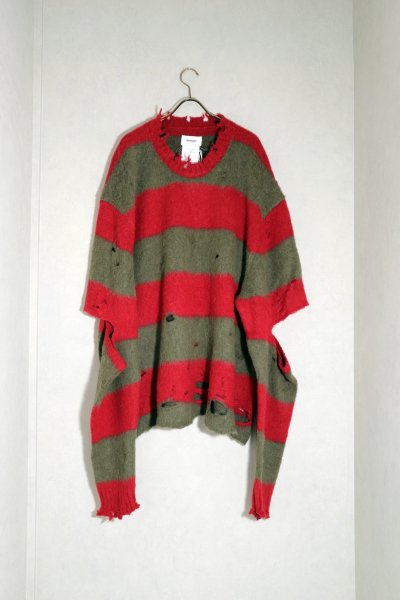 <img class='new_mark_img1' src='https://img.shop-pro.jp/img/new/icons14.gif' style='border:none;display:inline;margin:0px;padding:0px;width:auto;' /> STRIPE OVERSIZE PULLOVER <br>(RED/KHAKI)