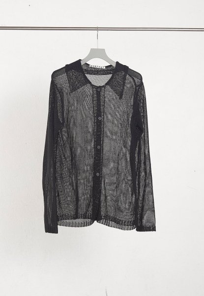 <img class='new_mark_img1' src='https://img.shop-pro.jp/img/new/icons14.gif' style='border:none;display:inline;margin:0px;padding:0px;width:auto;' />SEMI SHEER OPEN KNIT CARDIGAN<br>(BLACK)