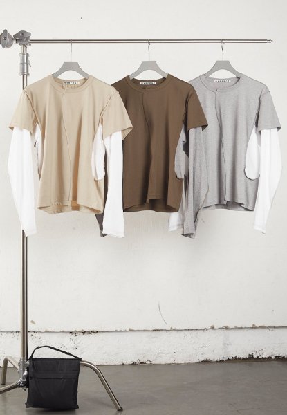 <img class='new_mark_img1' src='https://img.shop-pro.jp/img/new/icons14.gif' style='border:none;display:inline;margin:0px;padding:0px;width:auto;' />LAYERED LONG SLEEVE T-SHIRT<br>(MOSS)(HEATHER GREY)