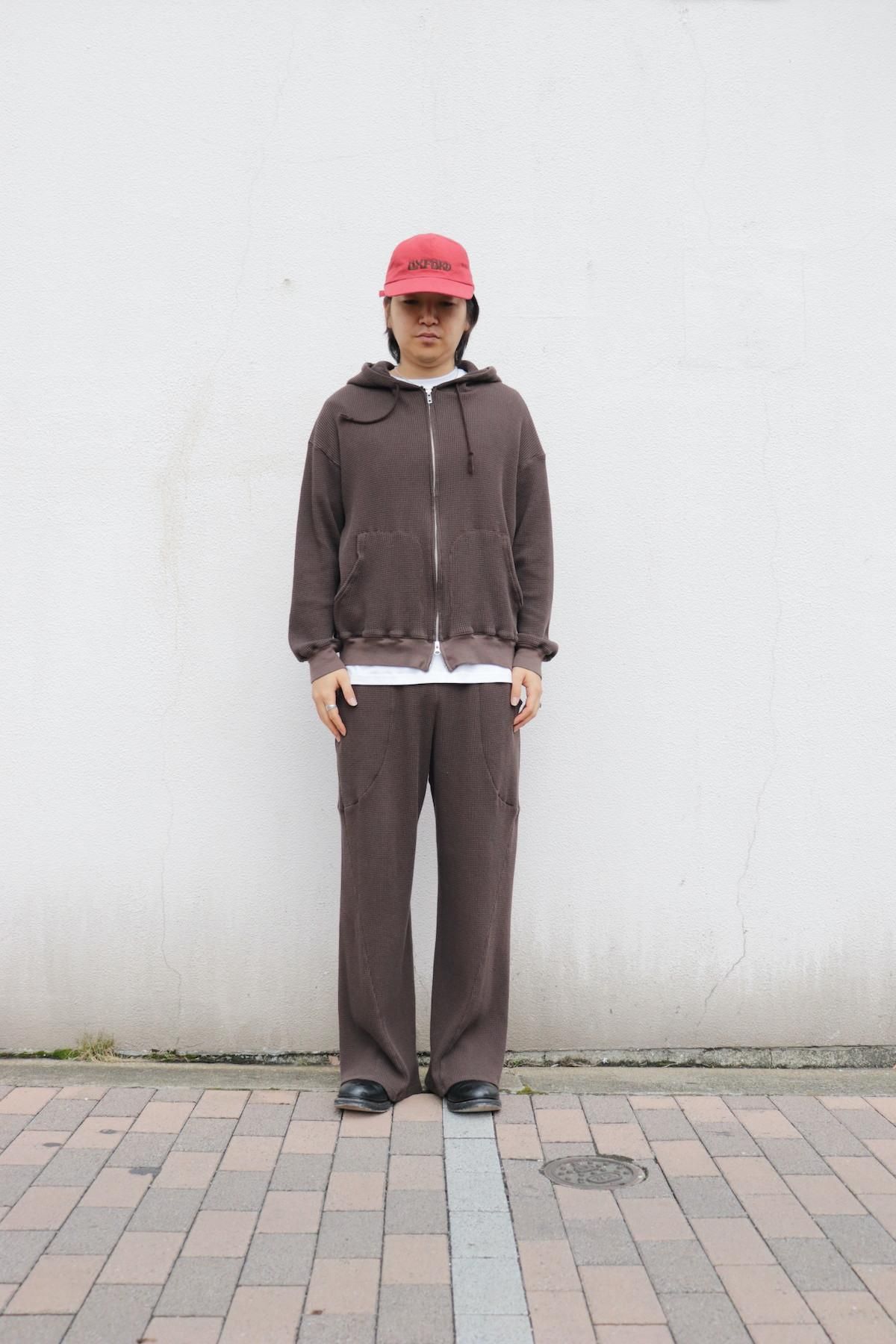 WAFFLE ZIP HOODIE(SMOKE BROWN)(CHARCOAL) - 【fever】ONLINE
