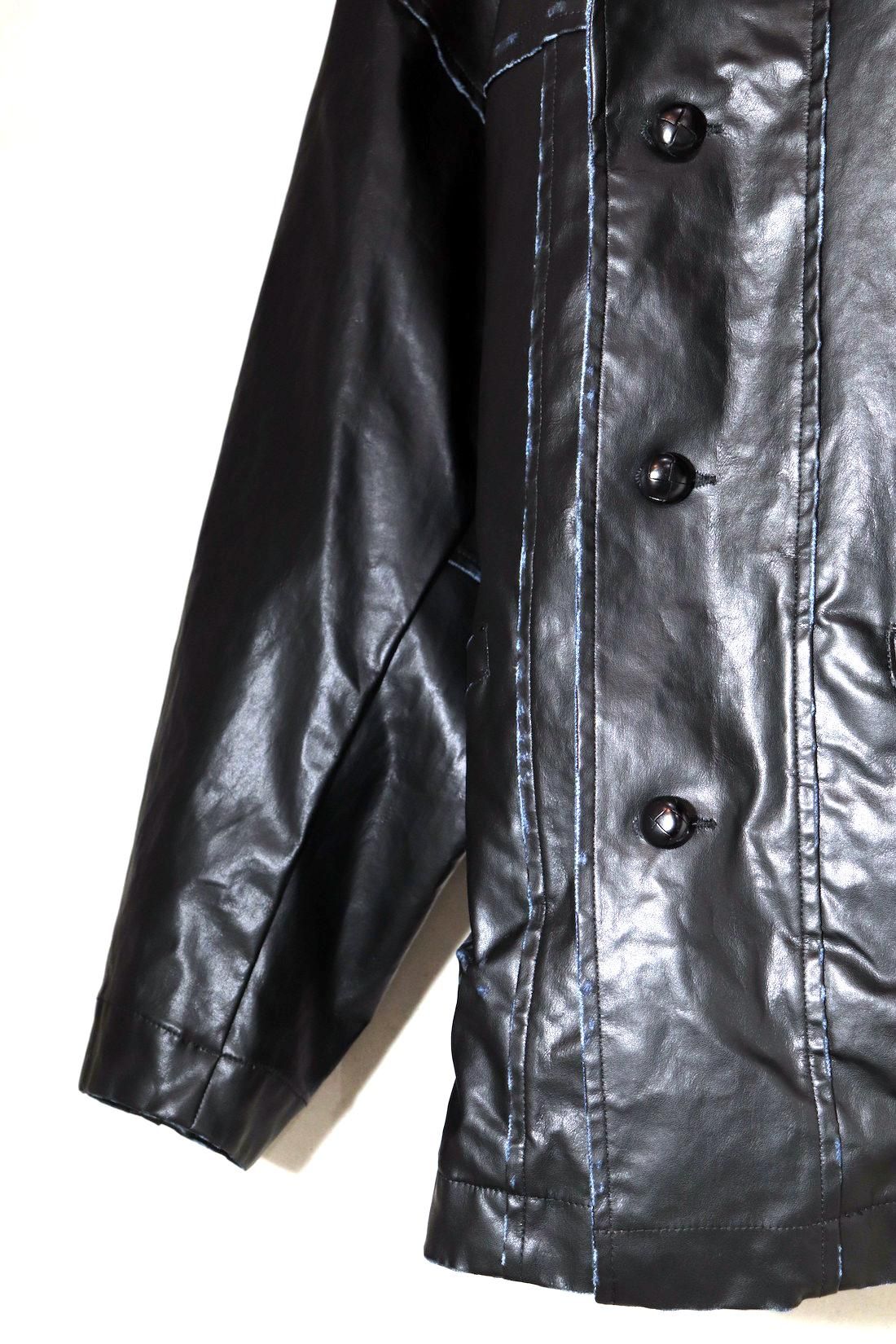 doublet コーティングブラックストレートデニム doublet ダブレット SS25 LEATHER COATING DENIM CHAPS PANTS