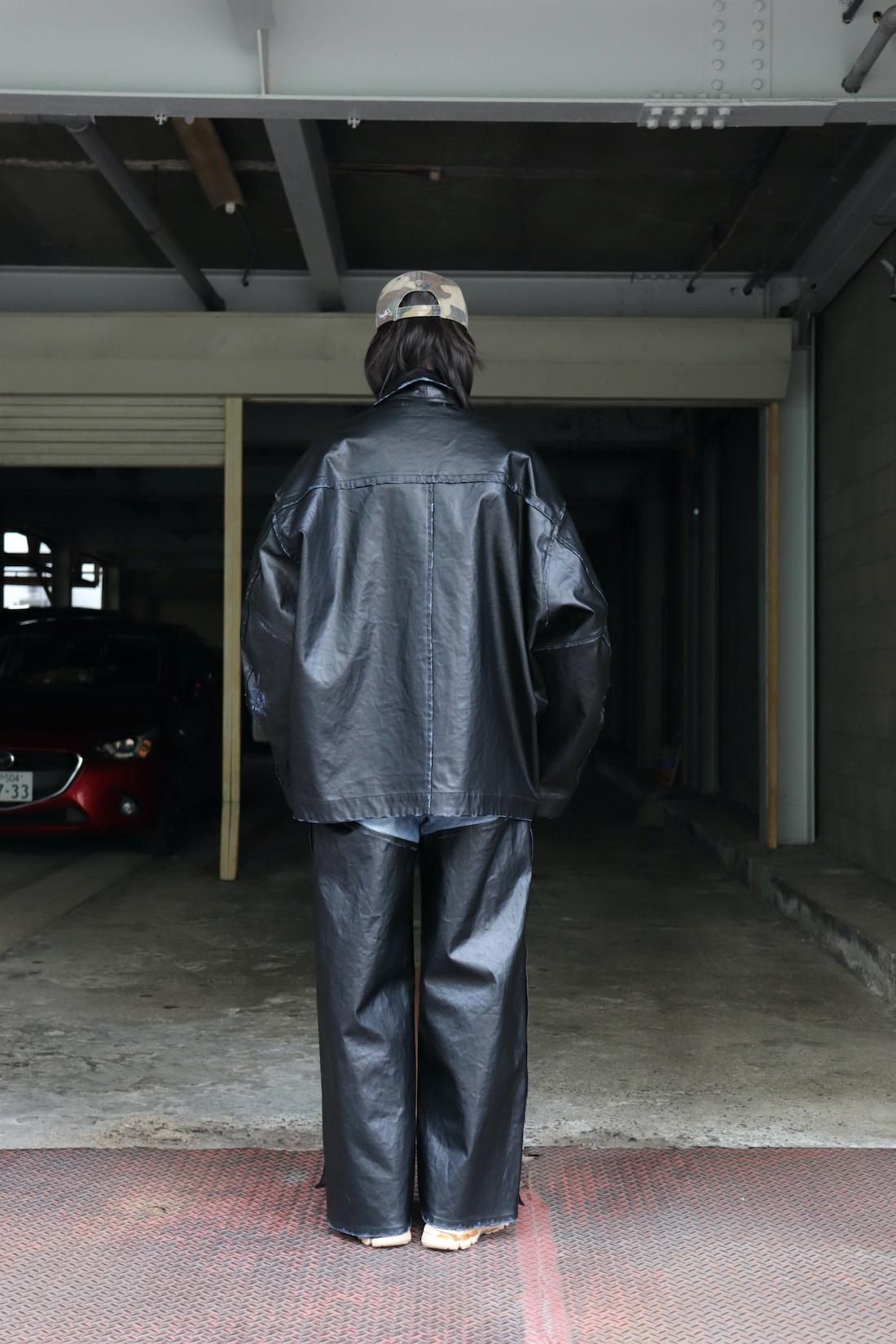 doublet コーティングブラックストレートデニム BLACK WAX COATING STRAIGHT DENIM：ブラックワックス