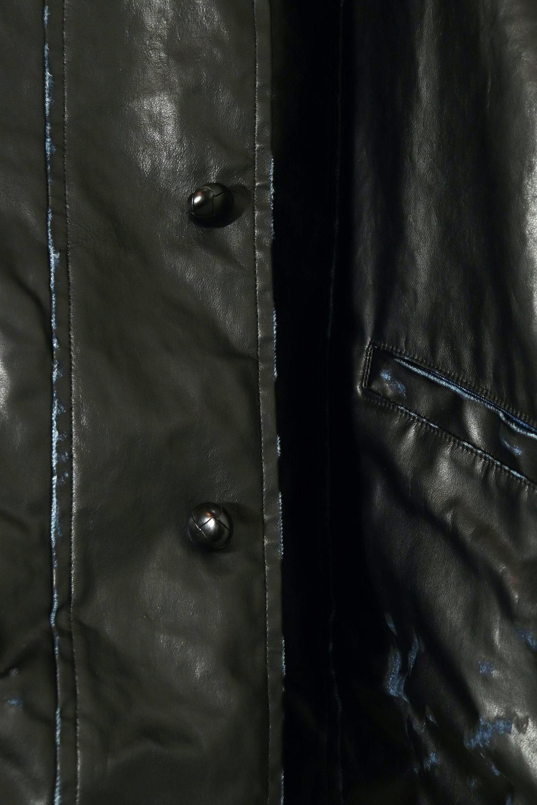 doublet コーティングブラックストレートデニム doublet ダブレット SS25 LEATHER COATING DENIM CHAPS PANTS
