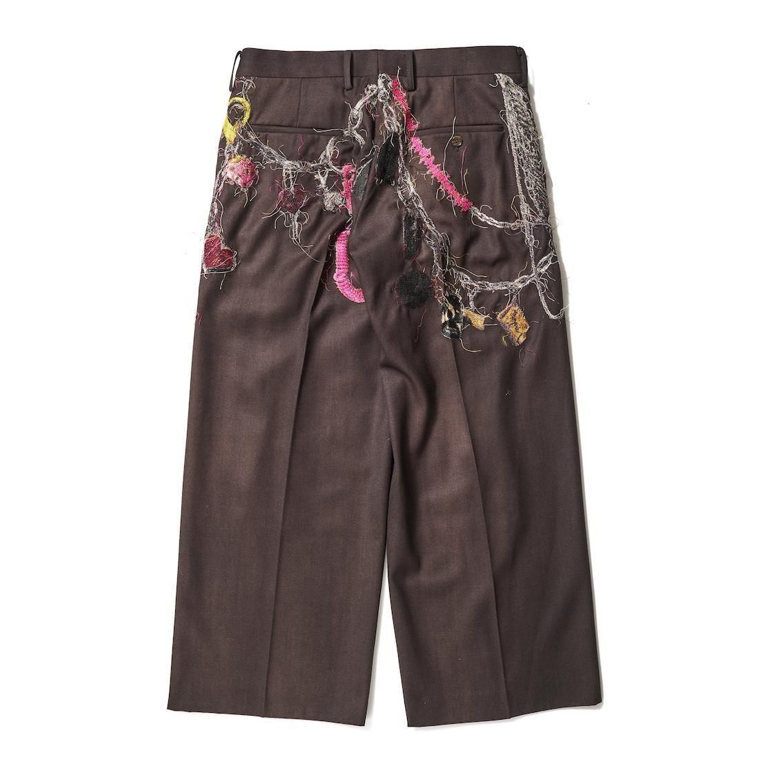 パンツ doublet 22AW BURNIG EMBROIDERY TROUSERS doublet Embroidered Chain Tailored Trousers （Brown