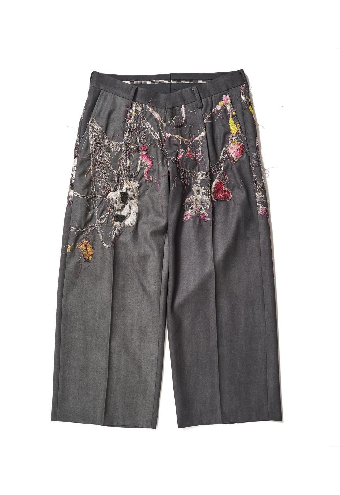 パンツ doublet BURNING EMBROIDERY TROUSERS Doublet Black Burning Embroidery Trousers Doublet