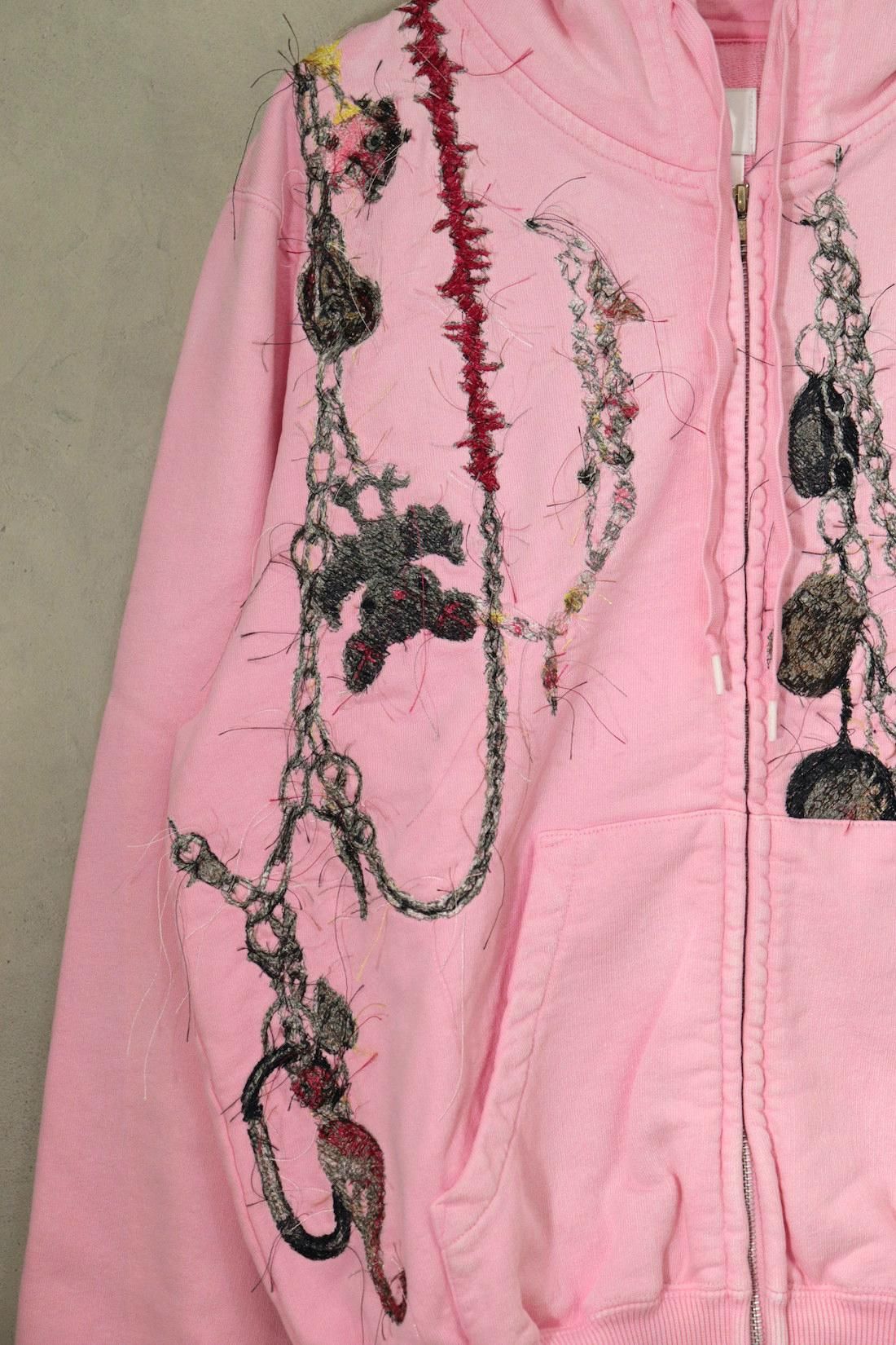 トップス doublet BURNING EMBROIDERY ZIP UP HOODIE doublet BURNING EMBROIDERY ZIP UP HOODIE