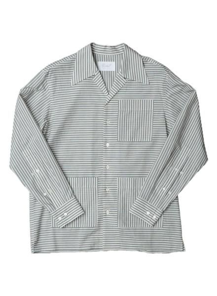 <img class='new_mark_img1' src='https://img.shop-pro.jp/img/new/icons14.gif' style='border:none;display:inline;margin:0px;padding:0px;width:auto;' />OPENCOLLAR WORK SHIRT<br>(GREEN STRIPE)
