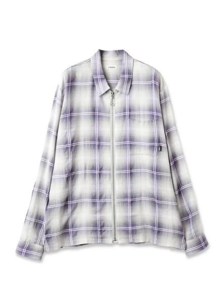 <img class='new_mark_img1' src='https://img.shop-pro.jp/img/new/icons14.gif' style='border:none;display:inline;margin:0px;padding:0px;width:auto;' />OMBRE CHECK ZIP SHIRT<br>(PURPLE)