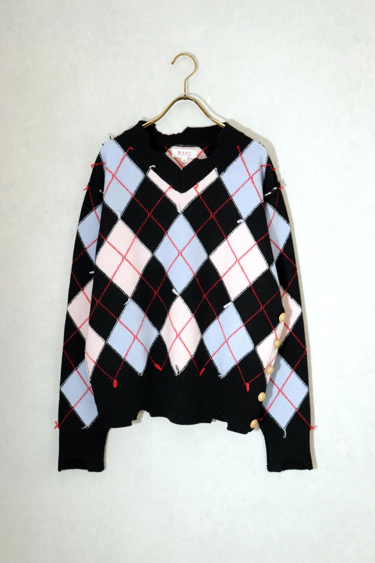 【25AW】MASU DIAMOND SCRAPED SWEATER 46 25AW】MASU DIAMOND SCRAPED SWEATER 46 25AW】MASU DIAMOND SCRAPED