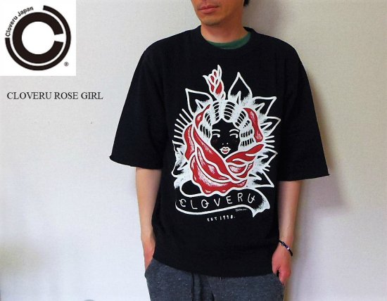 Cloveru Japan 半袖スウェット ピュアブラック ROSE GIRL pure black クローバル ジャパン S/S Sweat（sho  watanabe）北海道MKCLOTHINGSTORE