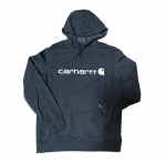 CARHARTT カーハート メンズ シグネチャ ロゴ スウェット パーカー フーディー ブラックヘザー 黒系 ワーク ストリート 103873 オーバーサイズに 裏起毛