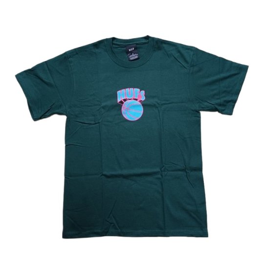 HUF ハフ 半袖Tシャツ 白 ホワイト ダークグリーン 緑系 EASTERN S/S TEE バスケットボール EASTERN S/S TEE  アメカジ シンプル