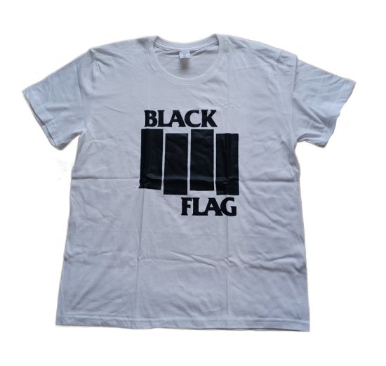 BLACK FLAG バンドTシャツ ホワイト 半袖Tシャツ ブラックフラッグ ハードコア,パンク,バンド 黒旗 アナーキストメンズ レディース  ユニセックス