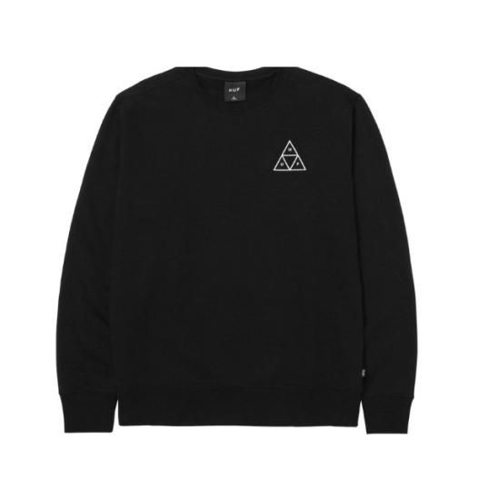 HUF ハフ スウェット トレーナー バックプリント ブラック 黒 メンズ レディース メロンコリー ESSENTIALS TT CREW ストリート  ユニセックス