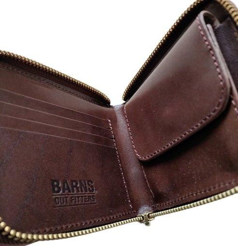 BARNS バーンズ コードバン レザー ラウンドジップ ショート