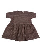 Last1! 50%Off!! AS WE GROW ◇Pocket Dress Short Sleeve (Brown/ Pinstriped)